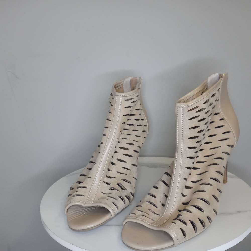 ANA Cornelius   Elegant Beige Peep-Toe Ankle Boots